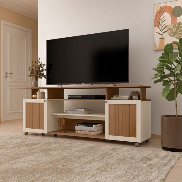 Rack Para Tv Até 75 Polegadas Ipanema 2 Portas Cinamomo/off W