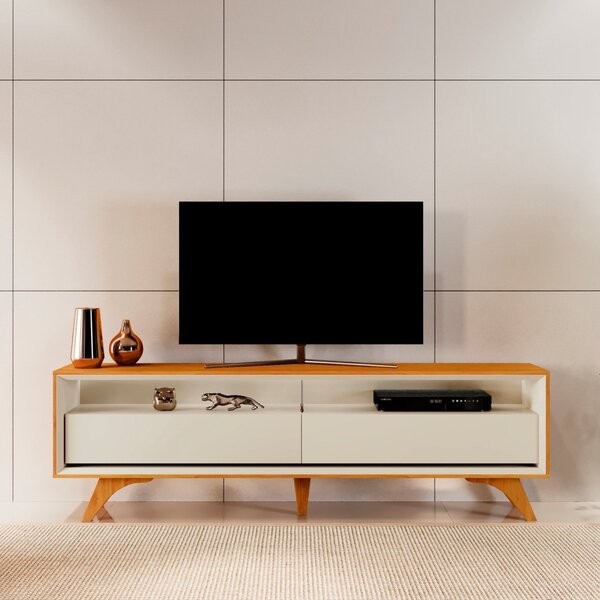 Rack Para Tv Até 75 Polegadas Laqueado 100% Mdf 2 Gavetas 180