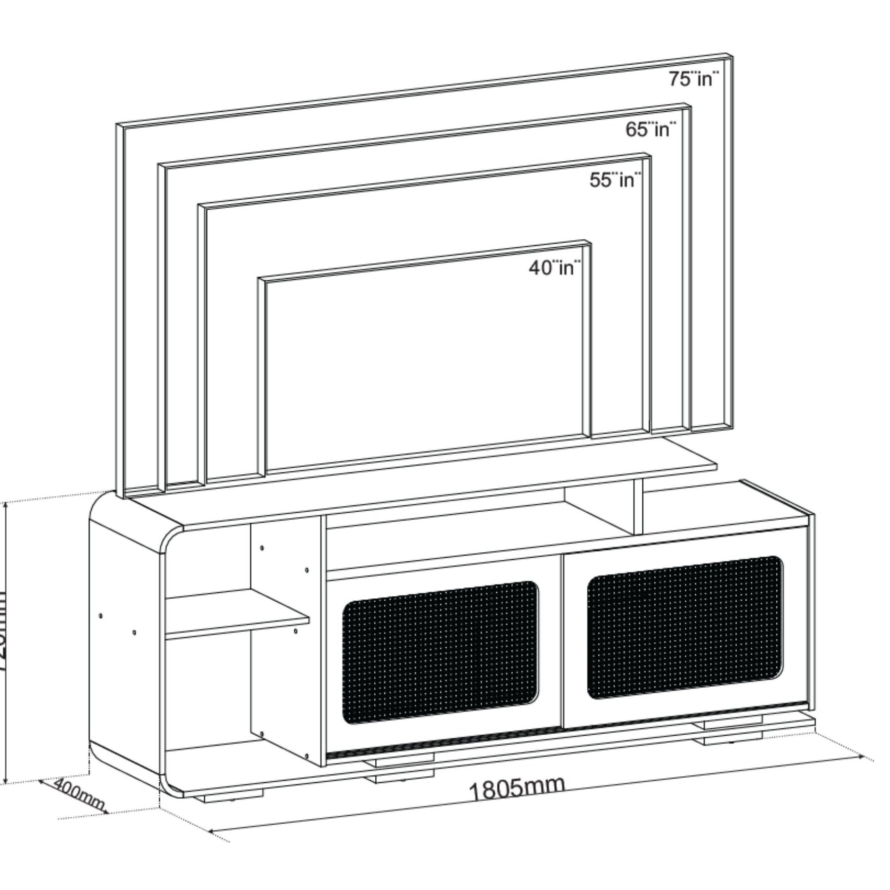 Rack Para Tv Até 75 Polegadas Palhinha 180cm 2 Portas Deslizantes