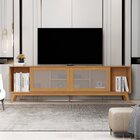 Rack Para Tv Até 75 Polegadas Pés Em Madeira Maciça 218cm Den