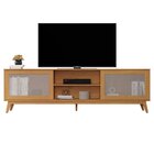 Rack Para Tv Até 75 Polegadas Pés Em Madeira Maciça 218cm Den
