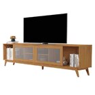 Rack Para Tv Até 75 Polegadas Pés Em Madeira Maciça 218cm Den