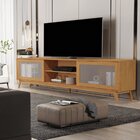 Rack Para Tv Até 75 Polegadas Pés Em Madeira Maciça 218cm Den