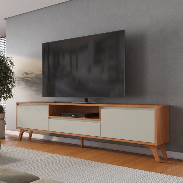 Rack Para Tv Até 75 Polegadas Pés Madeira Maciça 237cm Piazza
