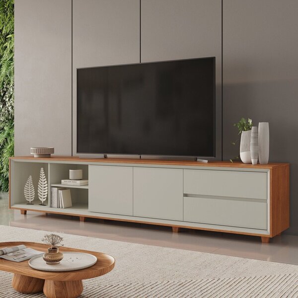 Rack Para Tv Até 75 Polegadas Pés Madeira Maciça Laqueado 250