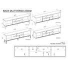 Rack Para Tv Até 75 Polegadas Retrô 220cm Em Bp Porta Pés Em