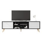 Rack Para Tv Até 75 Polegadas Retrô 220cm Em Bp Porta Pier Mu