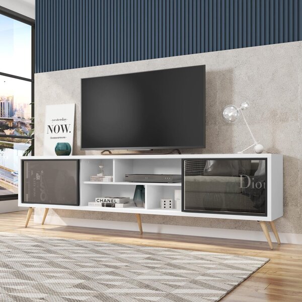 Rack Para Tv Até 75 Polegadas Retrô 220cm Em Bp Porta Reflect