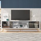 Rack Para Tv Até 75 Polegadas Retrô 220cm Em Bp Porta Reflect