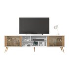 Rack Para Tv Até 75 Polegadas Retrô 220cm Em Bp Porta Ripada