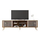 Rack Para Tv Até 75 Polegadas Retrô 220cm Em Bp Porta Ripada