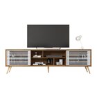 Rack Para Tv Até 75 Polegadas Retrô 220cm Em Bp Porta Ripada