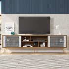 Rack Para Tv Até 75 Polegadas Retrô 220cm Em Bp Porta Ripada