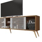 Rack Para Tv Até 75 Polegadas Retrô 220cm Em Bp Porta Ripada