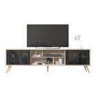 Rack Para Tv Até 75 Polegadas Retrô 220cm Em Bp Porta Ripada