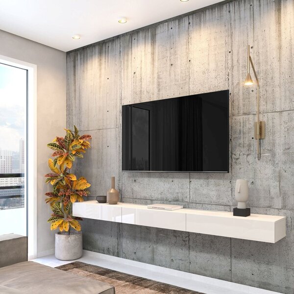 Rack Para Tv Até 75 Polegadas Suspenso   Off White