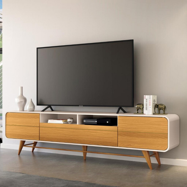 Rack Para Tv Até 85 Polegadas 3 Portas Com Pés Época Hb Móveis
