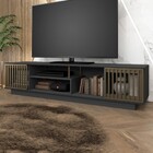 Rack Para Tv Até 85 Polegadas Cielo 2 Portas Ripado Grafite -