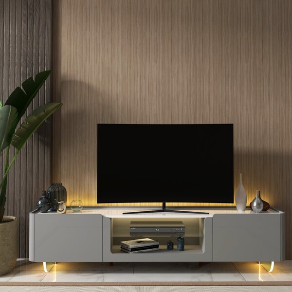 Rack Para Tv Até 85 Polegadas Com Led Com Pés Vidro 230cm Spl