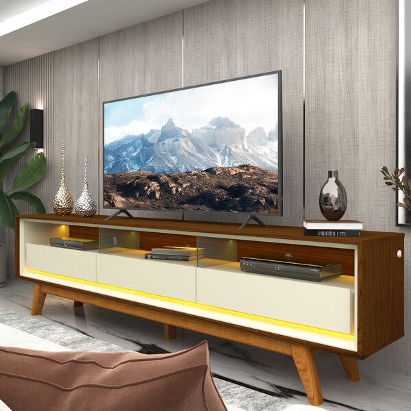 Rack Para Tv Até 85 Polegadas Com Led E Pés Madeira Maciça 21