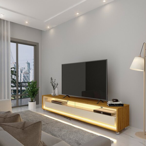 Rack Para Tv Até 85 Polegadas Com Led E Rodízios 172,5cm 100%