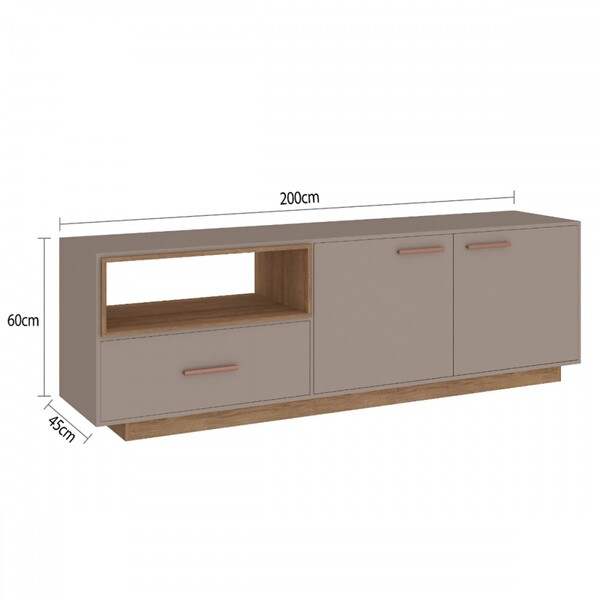 Rack Para Tv Até 85 Polegadas Everest 2 Portas 1 Gaveta Fendi/mel