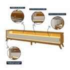 Rack Para Tv Até 90 Polegadas Com Led E Pés Em Madeira Maciça