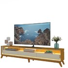 Rack Para Tv Até 90 Polegadas Com Led E Pés Madeira Maciça 26