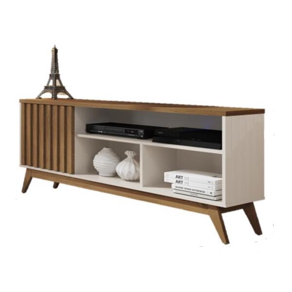 Rack Para Tv Atria 1 Porta Ripado Off White Freijo