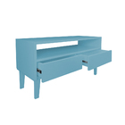 Rack Para Tv Bancada Com Nicho E Gaveta Azul Laca