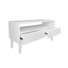 Rack Para Tv Bancada Com Nicho E Gaveta Branco Laca