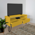 Rack Para Tv Bancada Com Nicho E Gaveta Pés Hairpin Legs Esti