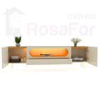 Rack Para Tv Com Led Nobre 210 Pés Em Vidro Off White Natural