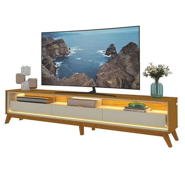 Rack Para Tv Com Led Requinte 260 Naturale Off White - Gelius