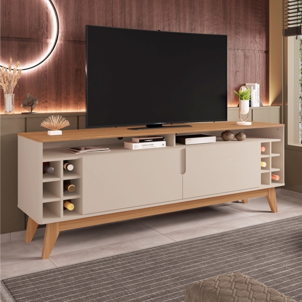 Rack Para Tv Com Mini Adega Italian 1.6 Off White/noce