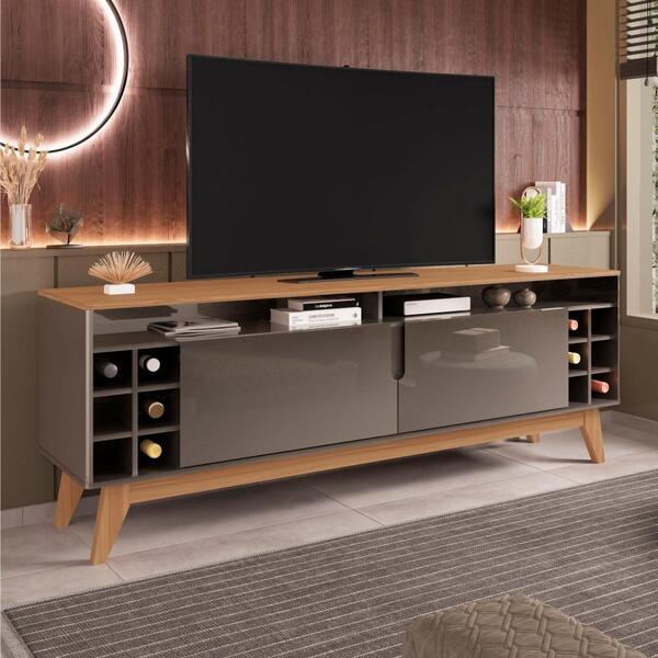Rack Para Tv Com Mini Adega Italian 1.6 Pérola/noce