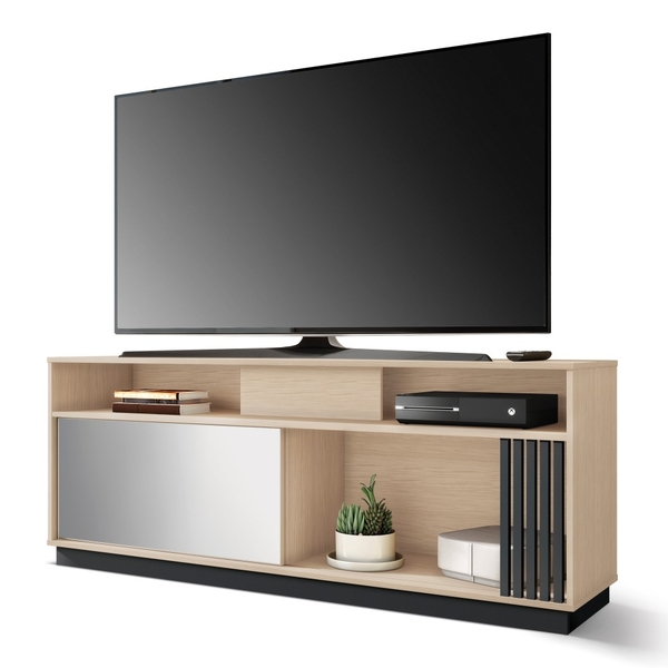 Rack Para Tv Com Nichos Adamson Tauari Preto | Leroy Merlin