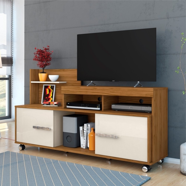 Rack Para Tv Com Nichos Ying Naturale Off White