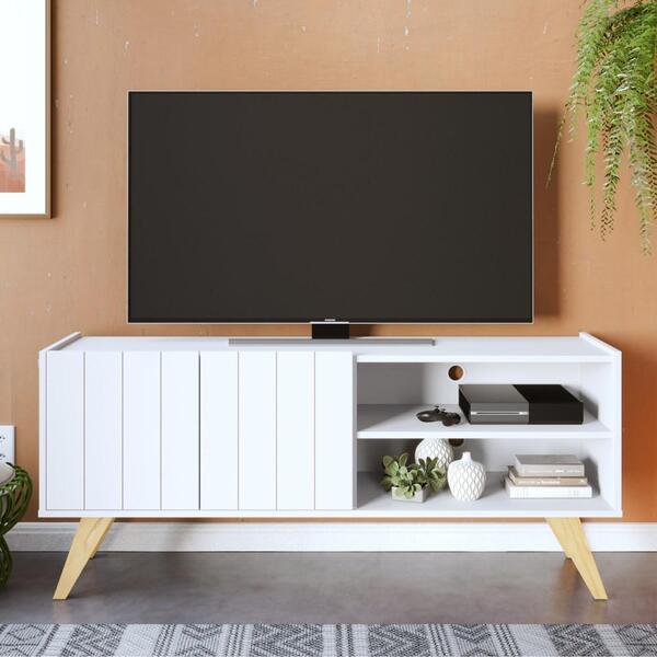 Rack Para Tv Com Portas Abby Branco