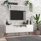 Rack Para Tv Com Prateleira 150cm Retro Mdf Branco Dallas - O