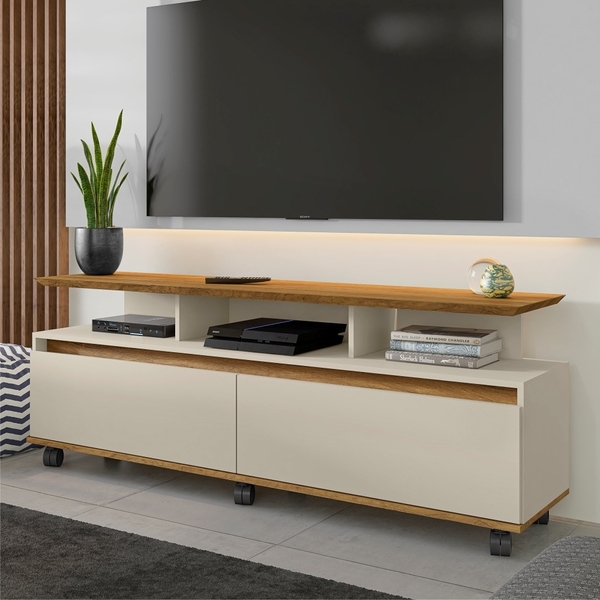 Rack Para Tv Com Rodízios Evan Off White Cinamomo