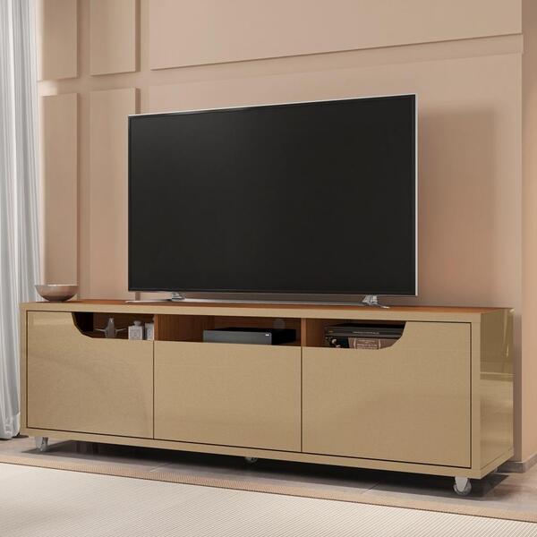 Rack Para Tv Com Rodízios Sporting Champagne Cedro