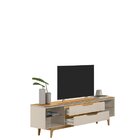 Rack Para Tv De Até 75 Polegadas 2 Gavetas Pés Madeira Maciça