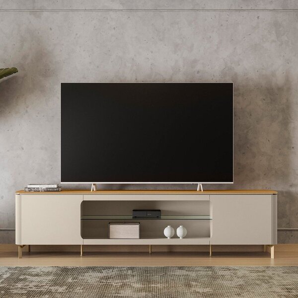 Rack Para Tv De Até 85 Moderno Santorini Tauari/off White Fos