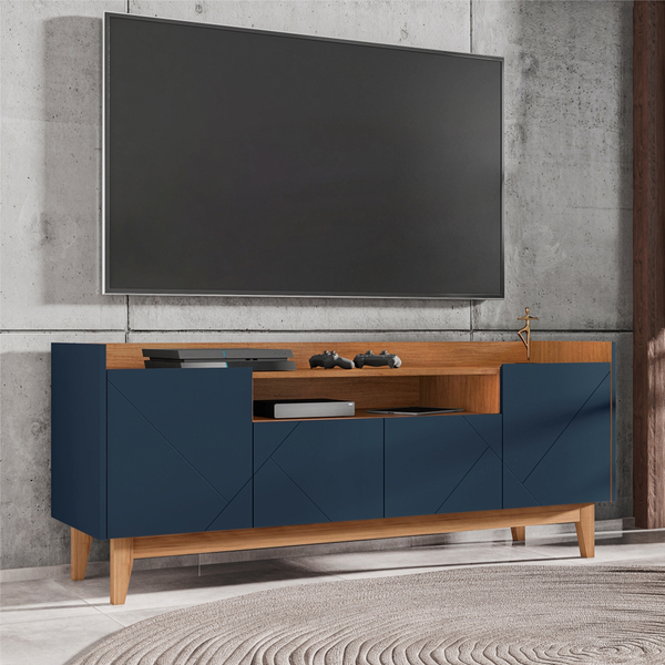 Rack Para Tv Jayce Azul Cobalto Cedro