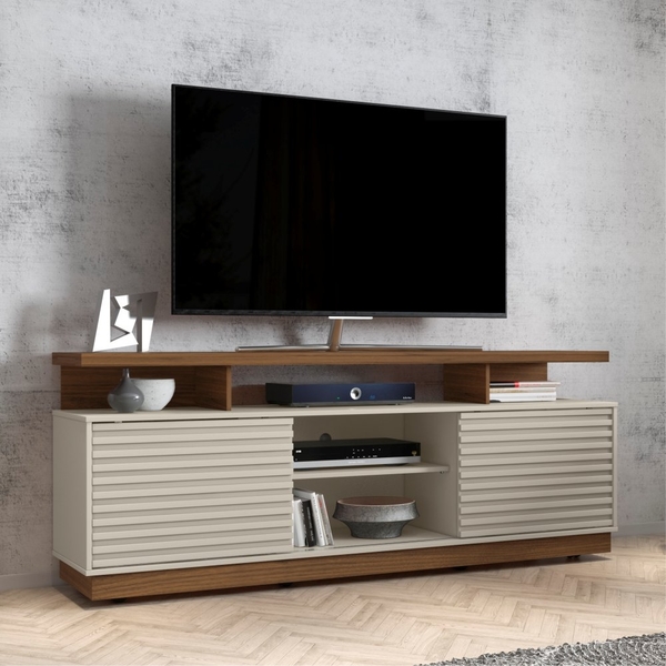 Rack Para Tv Joinville Com Ripas Off White Nogueira