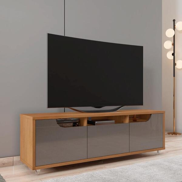 Rack Para Tv Quinn 1.6 Cedro Cinza Pérola