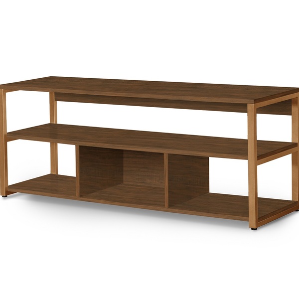 Rack Para Tv Retrô Estilo Industrial Com Pés De Ferro Imbuia