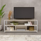 Rack Para Tv Retrô Estilo Industrial Com Pés De Ferro Off Whi