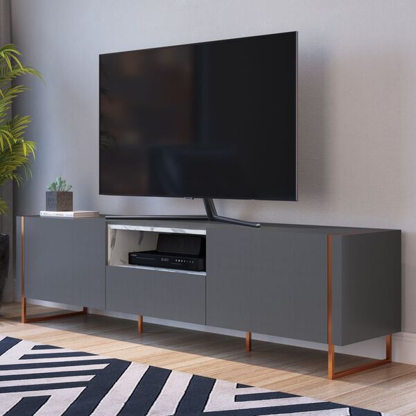 Rack Para Tv Sala Com 2 Prateleiras Mdf - Thassos Manhatan